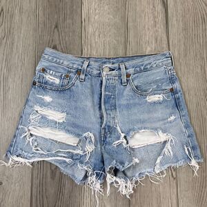 Levi's 501 Women's Size 26 High Rise Cotton Distressed Denim Jean Shorts Boho